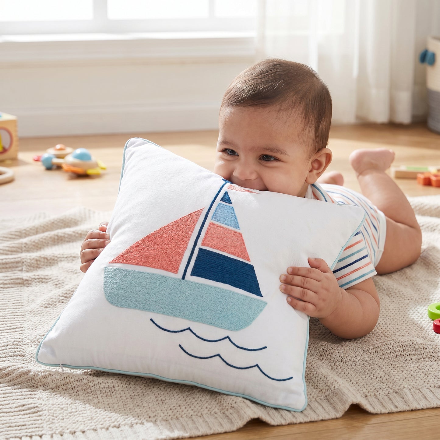 Boat Twill Filled Cotton Pillow 1 Pcs