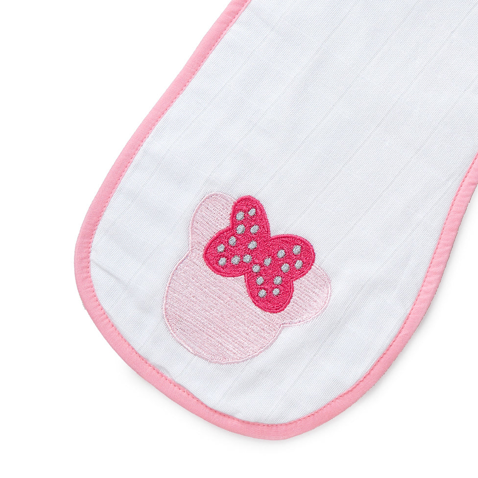 Minnie Mouse Embroidery Feeding Bibs And Burp 2 Pcs