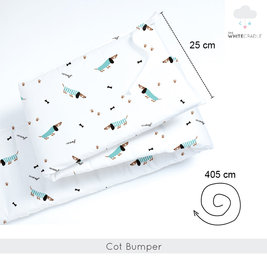 Blue Poodle Cot Bumper