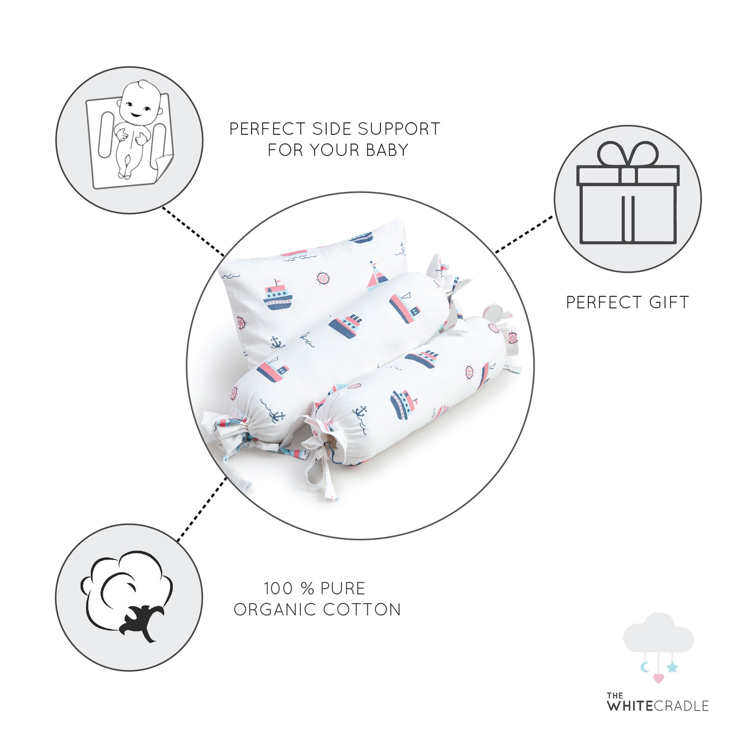 Yacht Bolster Pillow Set 1 Pcs