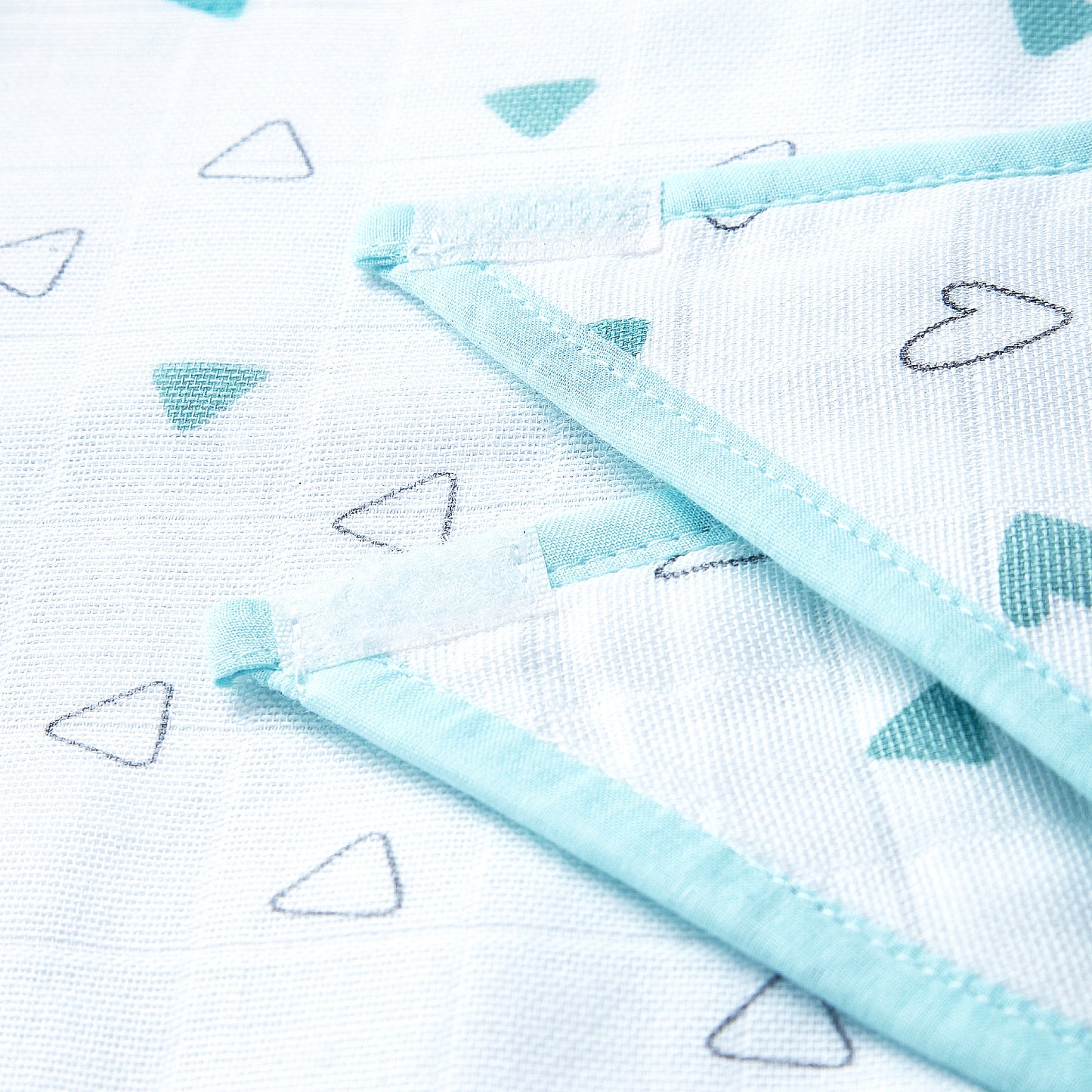 Blue Hearts And Triangles Feeding Bibs And Burp 2 Pcs