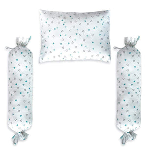 Blue Triangles Bolster  Pillow Set 1 Pcs