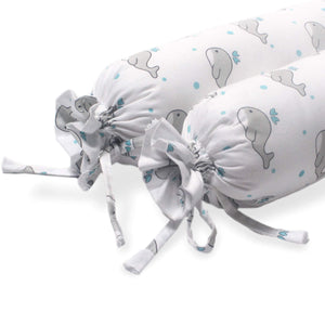 Grey Whale with Blue Dots Bolster  Pillow Set 1 Pcs