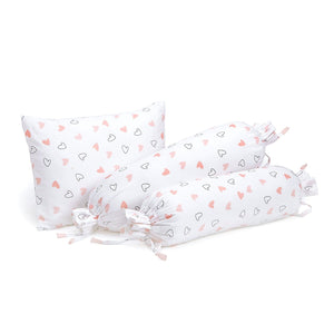 Pink Hearts Bolster  Pillow Set 1 Pcs