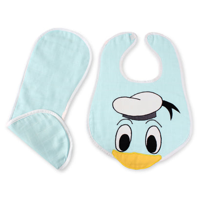 Donald Duck Embroidery Feeding Bibs And Burp 2 Pcs