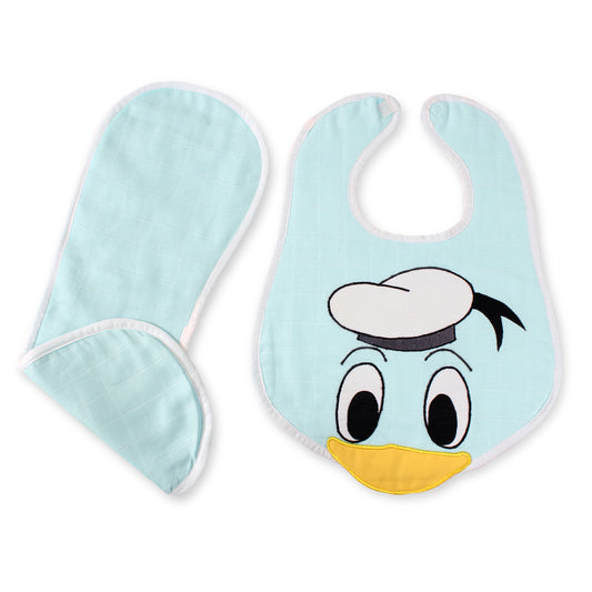 Donald Duck Embroidery Feeding Bibs And Burp 2 Pcs