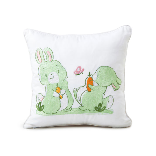 Green Bunny Twill Filled Cotton Pillow 1 Pcs