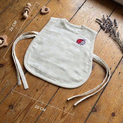 Soft Organic Cotton Baby Vest Set (Pack of 2) | Printed & Embroidered | Blue Bow with Beetle