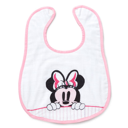 Minnie Mouse Embroidery Feeding Bibs And Burp 2 Pcs