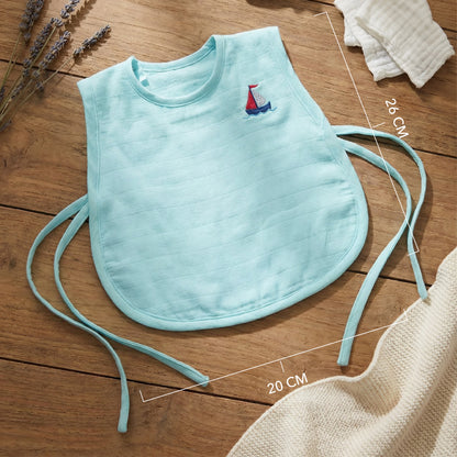Soft Organic Cotton Baby Vest Set (Pack of 2) | Printed & Embroidered |  Blue Heart and Solid Boat