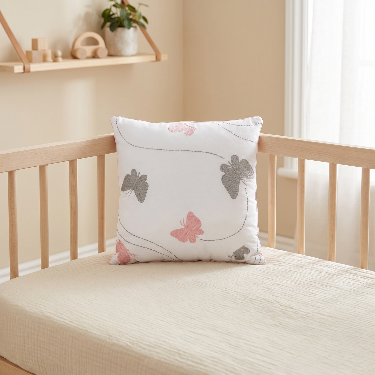 Butterfly Twill Filled Cotton Pillow 1 Pcs
