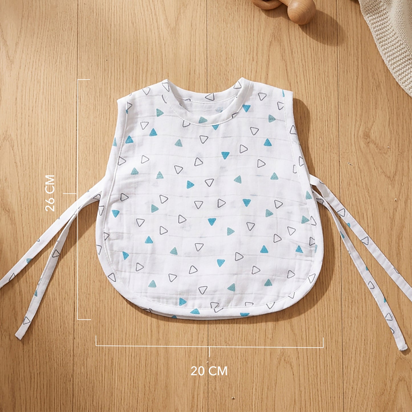 Soft Organic Cotton Baby Vest Set (Pack of 2) | Printed & Embroidered |  Blue Triangle with Mushroom