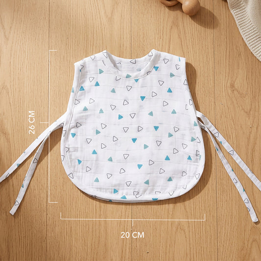 Soft Organic Cotton Baby Vest Set (Pack of 2) | Printed & Embroidered |  Blue Triangle with Mushroom