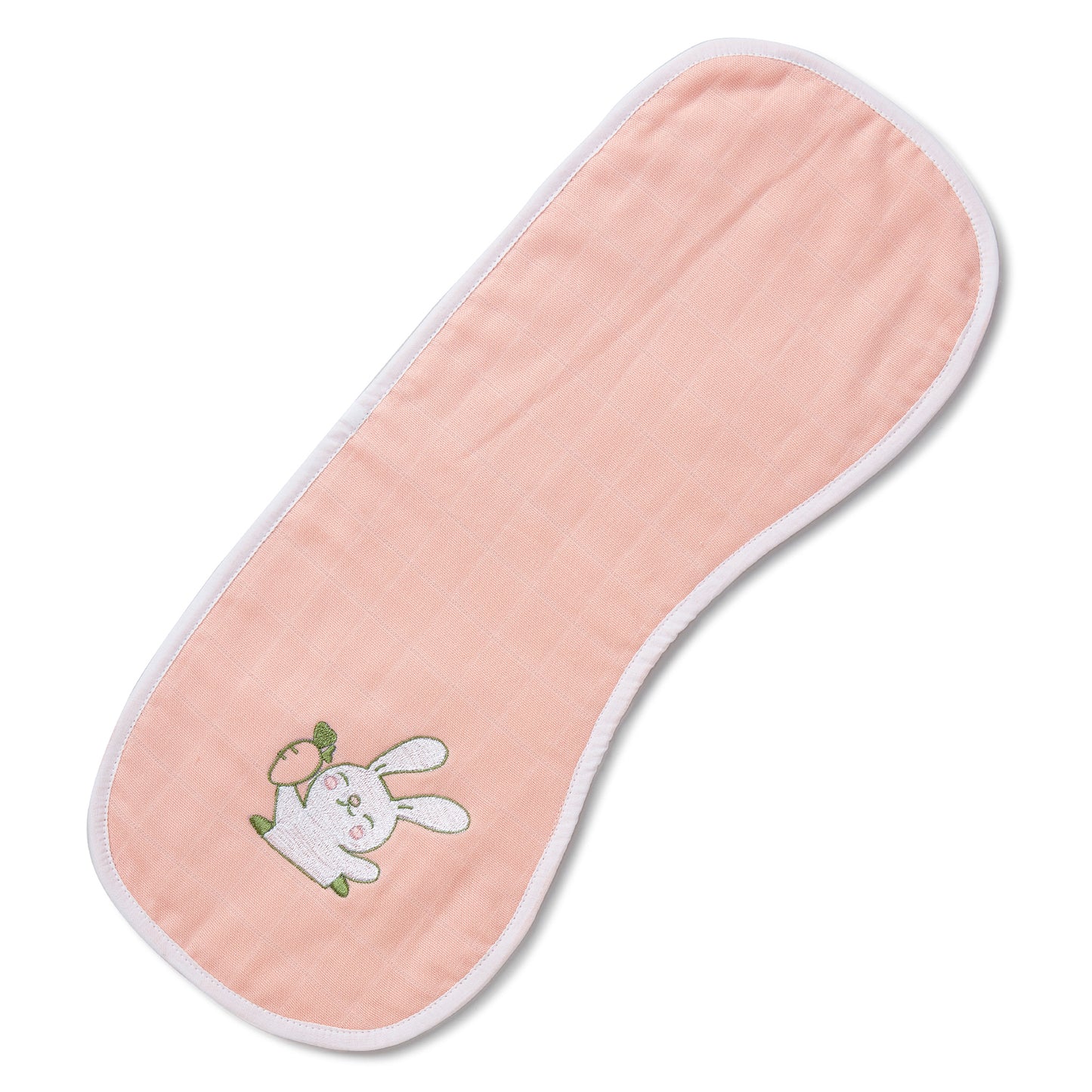 Pink Rabbit Embroidery Feeding Bibs And Burp 2 Pcs