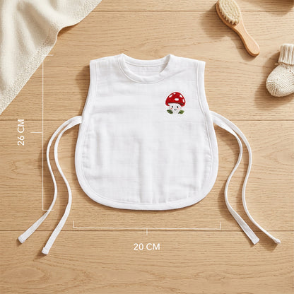 Soft Organic Cotton Baby Vest Set (Pack of 2) | Printed & Embroidered |  Blue Triangle with Mushroom