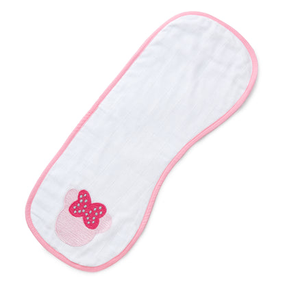 Minnie Mouse Embroidery Feeding Bibs And Burp 2 Pcs