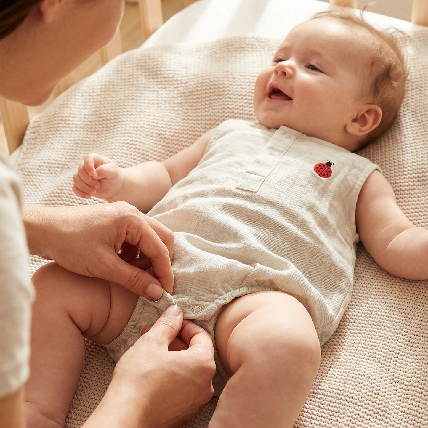 Soft Organic Cotton Baby Romper Set (Pack of 2) | Printed & Embroidered | Gray Bow with Beetle