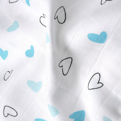 Soft Organic Cotton Baby Vest Set (Pack of 2) | Printed & Embroidered |  Blue Heart and Solid Boat