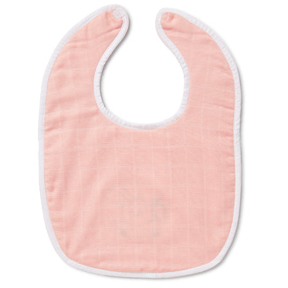Pink Rabbit Embroidery Feeding Bibs And Burp 2 Pcs