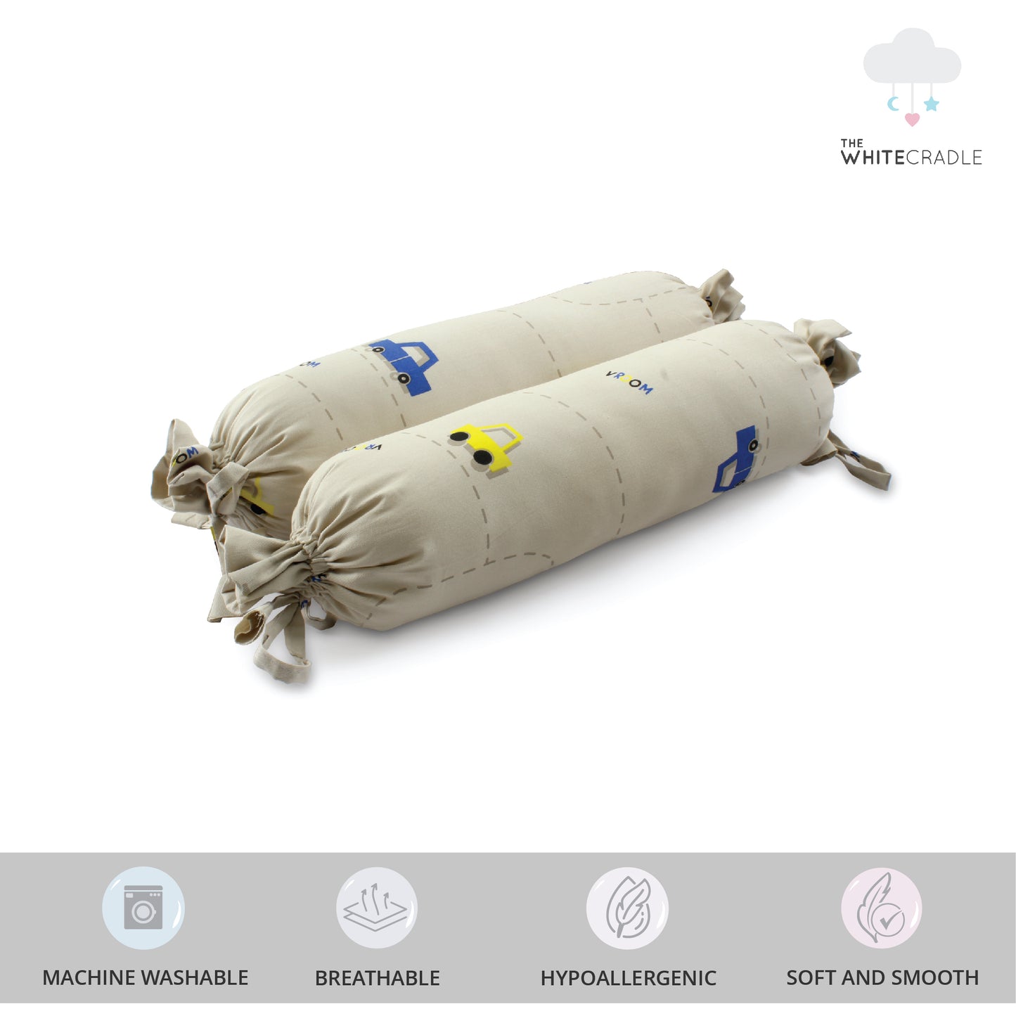 Grey Car Bolster Pillow Set 1 Pcs