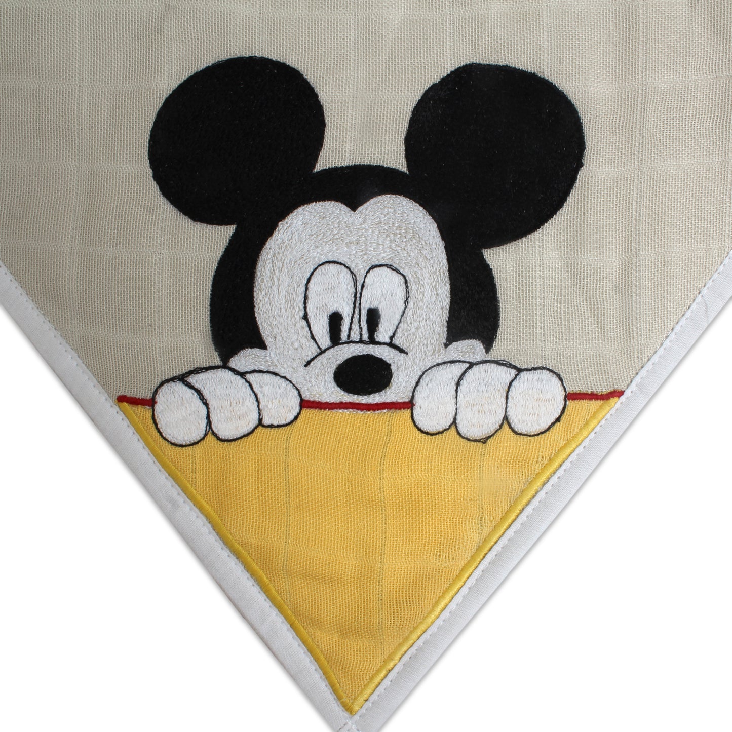 Mickey Mouse Embroidery Feeding Bibs And Burp 2 Pcs