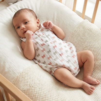 Soft Organic Cotton Baby Romper Set (Pack of 2) | Printed & Embroidered | Gray Bow with Beetle