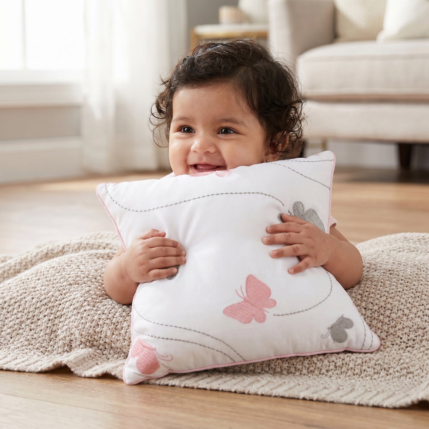 Butterfly Twill Filled Cotton Pillow 1 Pcs