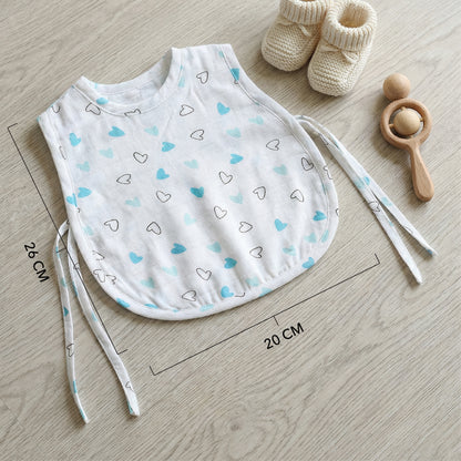 Soft Organic Cotton Baby Vest Set (Pack of 2) | Printed & Embroidered |  Blue Heart and Solid Boat
