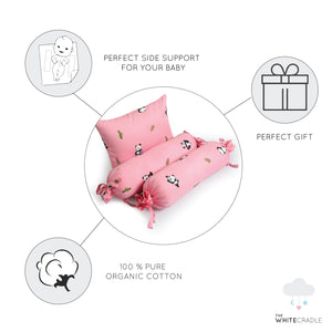 Pink Panda Bolster Pillow Set 1 Pcs