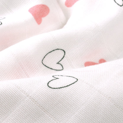 Soft Organic Cotton Baby Romper Set (Pack of 2) | Printed & Embroidered | Pink Heart with Peach Bird