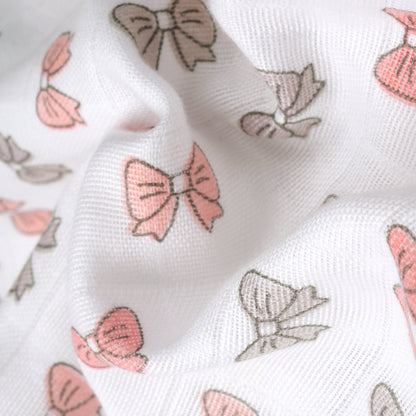 Soft Organic Cotton Baby Romper Set (Pack of 2) | Printed & Embroidered | Gray Bow with Beetle