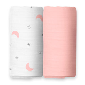 Moon & Pink Swaddles 2 Pcs