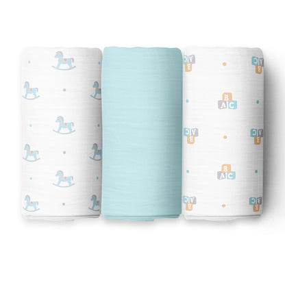 Blue Bear 3 Design Swaddles 3 Pcs