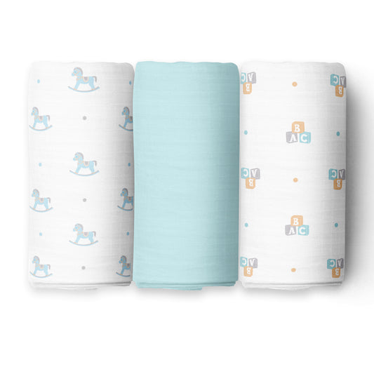 Blue Bear 3 Design Swaddles 3 Pcs