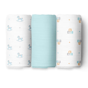 Blue Bear 3 Design Swaddles 3 Pcs