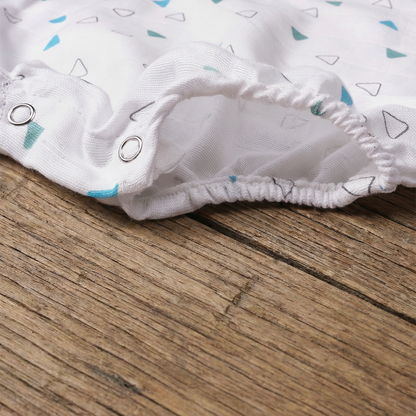 Soft Organic Cotton Baby Romper Set (Pack of 2) | Printed & Embroidered | Blue Triangle with Car