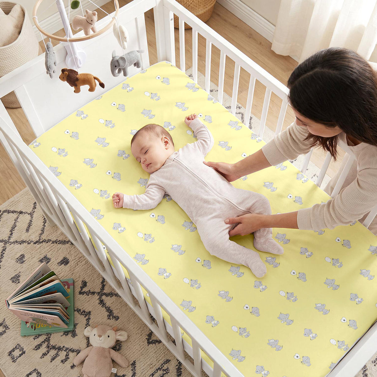 Ellie Friends Yellow Crib Sheets 1 Pcs