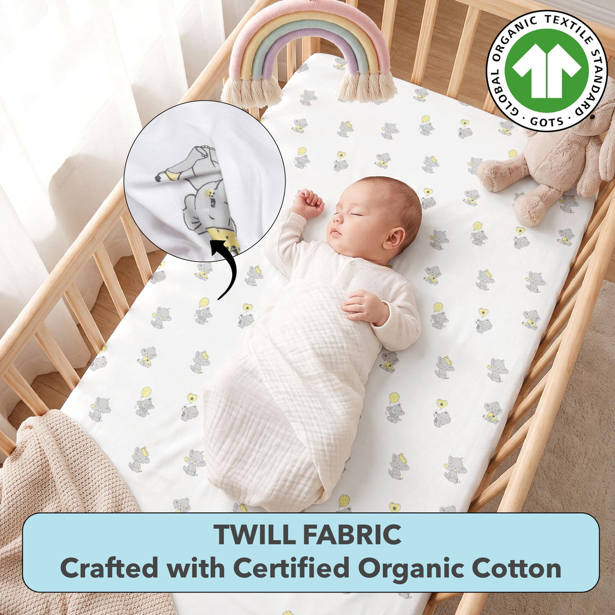 Ellie Friends White Crib Sheets 1 Pcs