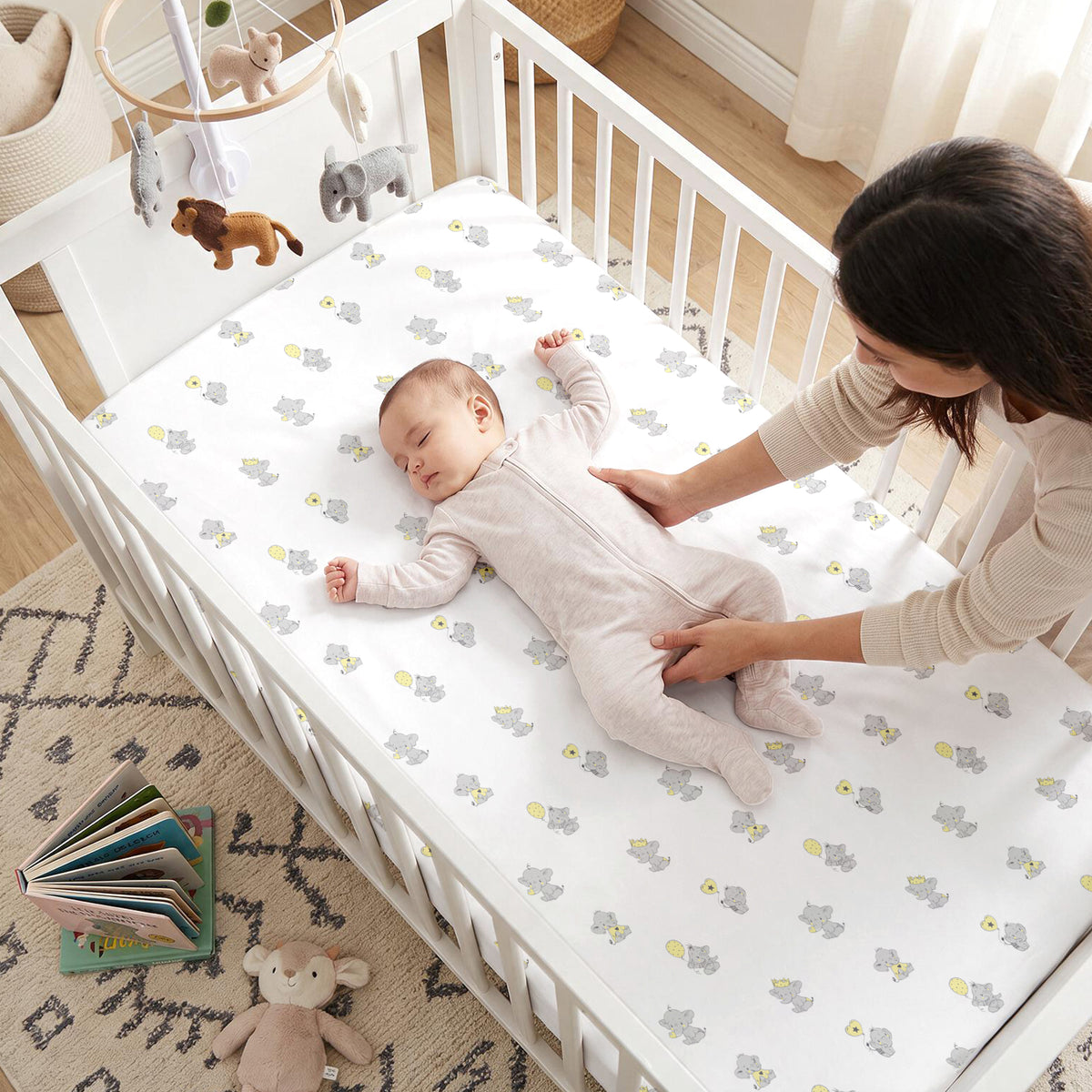 Ellie Friends White Crib Sheets 1 Pcs