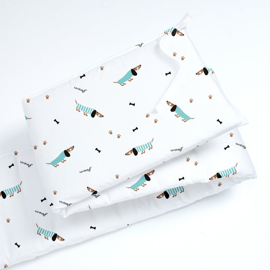 Blue Poodle Cot Bumper