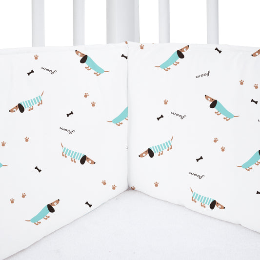 Blue Poodle Cot Bumper