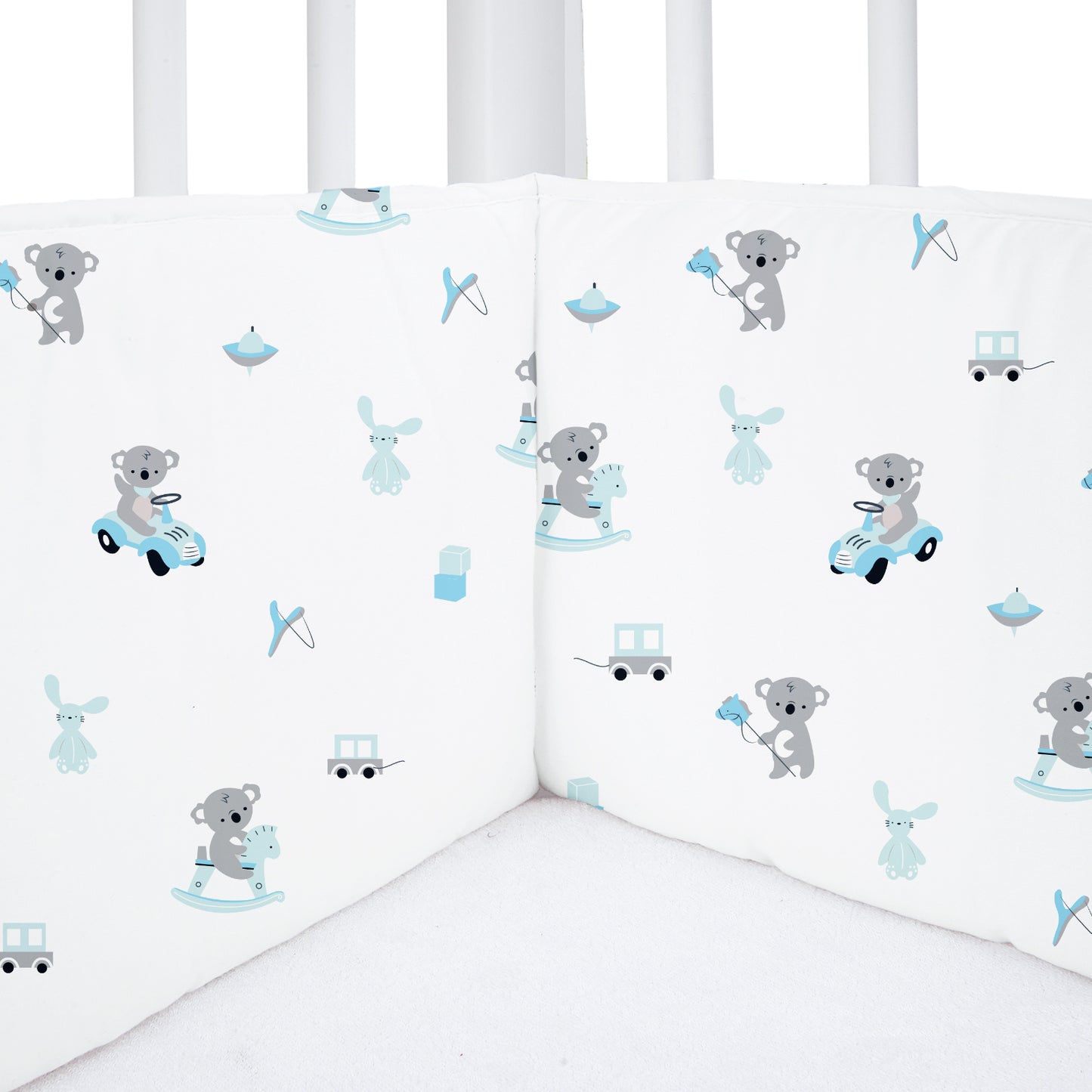 Blue Koala with Horse Cot Bumper