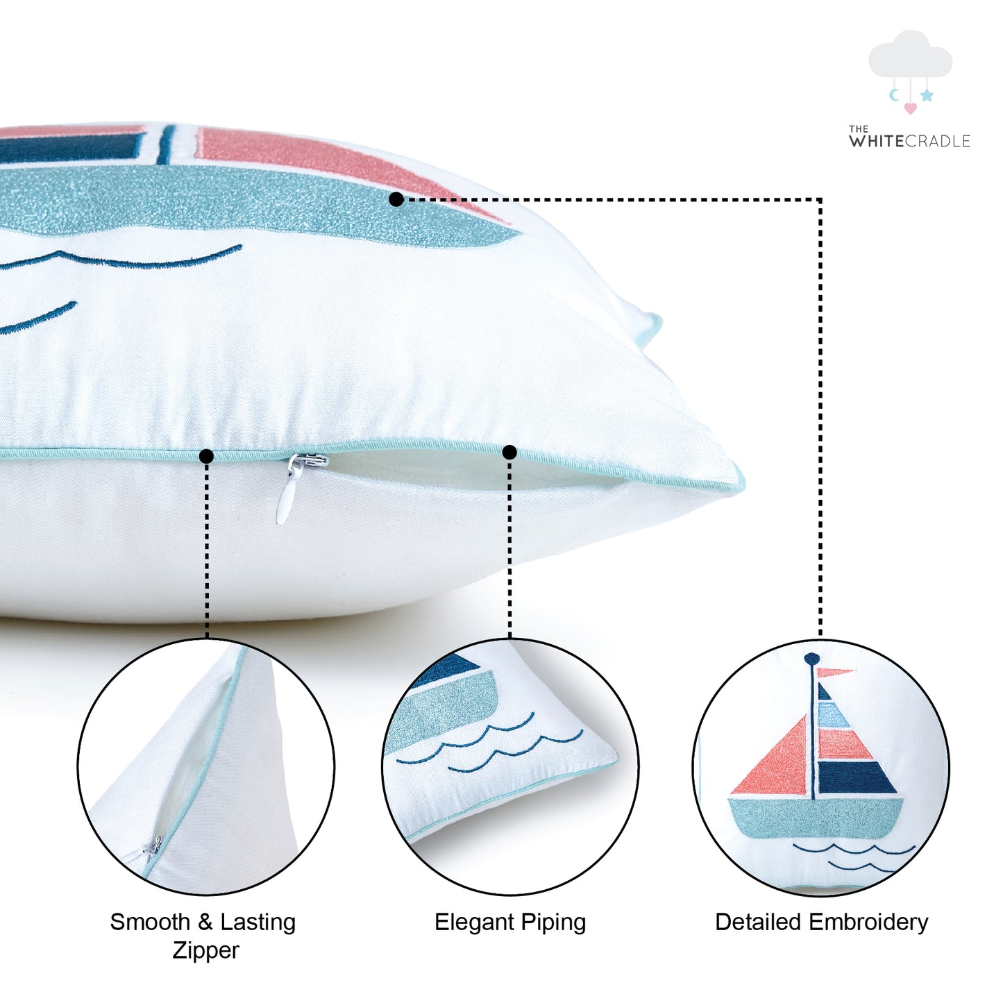Boat Twill Filled Cotton Pillow 1 Pcs