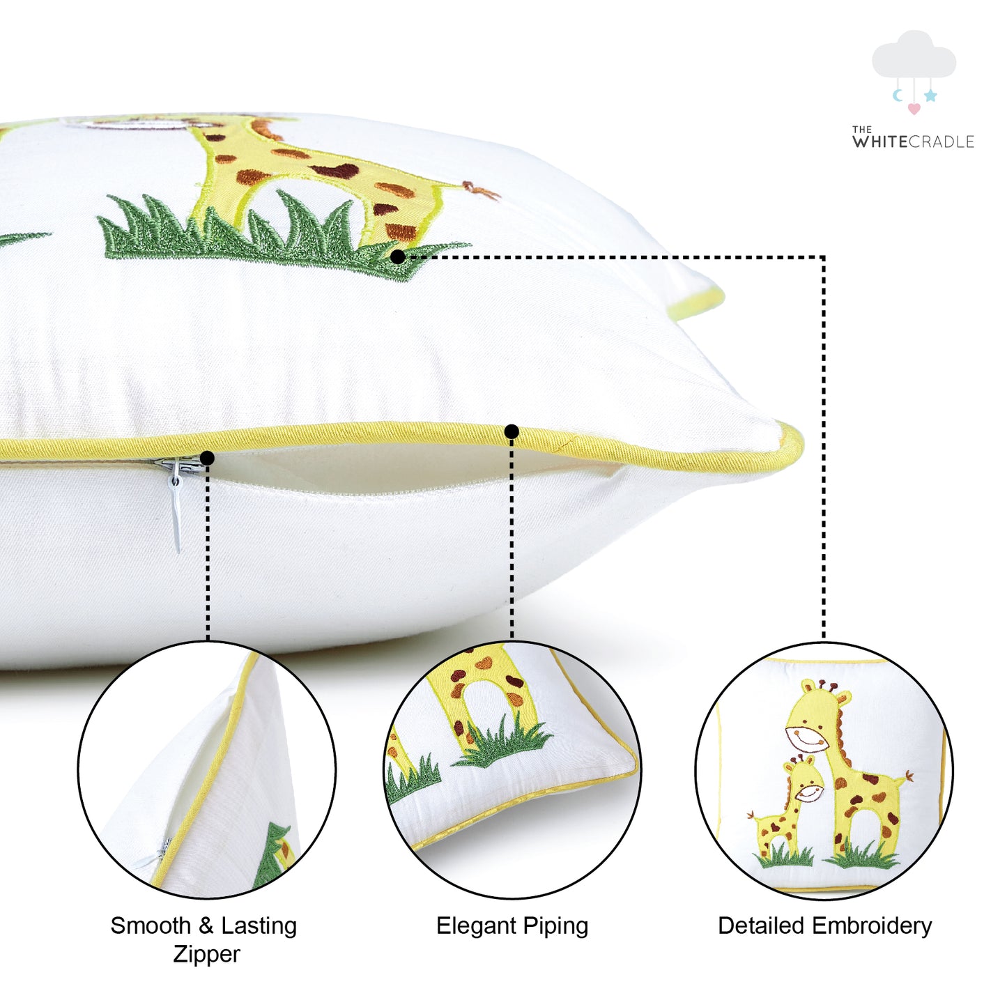 Giraffe Twill Filled Cotton Pillow 1 Pcs