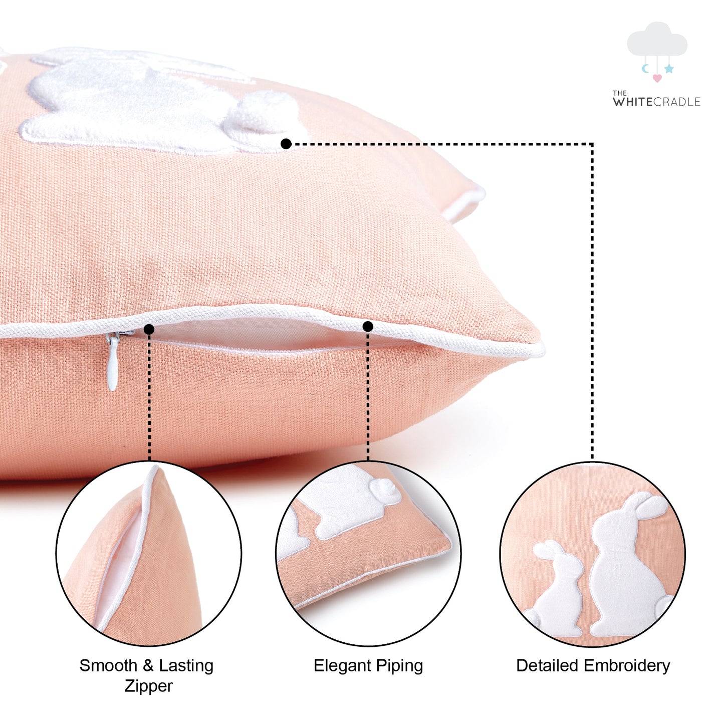 Pink Rabbit Dyed Duck Cotton Pillow 1 Pcs