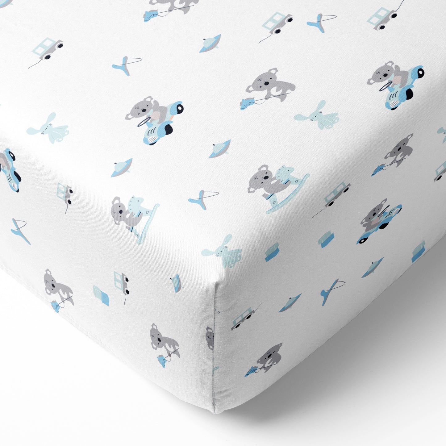 Blue Koala with Horse Crib Sheets 1 Pcs