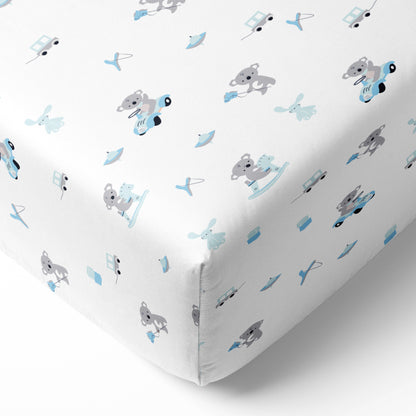 Blue Koala with Horse Crib Sheets 1 Pcs
