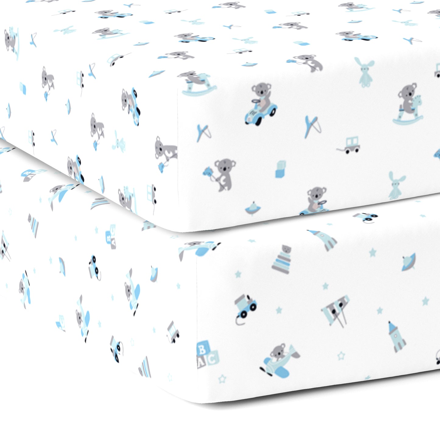 Blue Bear 1 and 2 Crib Sheets 2 Pcs