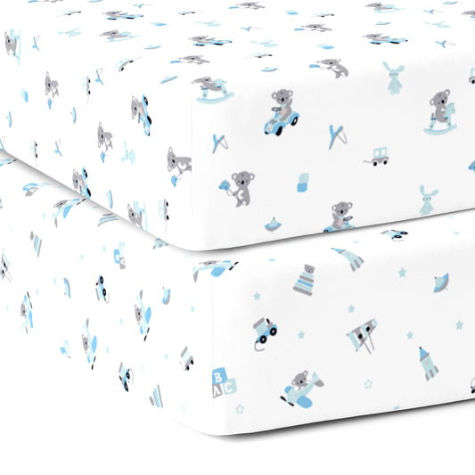 Blue Bear 1 and 2 Crib Sheets 2 Pcs