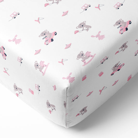 Pink Koala with Horse Crib Sheets 1 Pcs